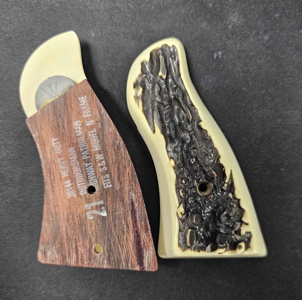 Jay Scott Sandw N Frame Square Butt Grip Laminated Stag 2913